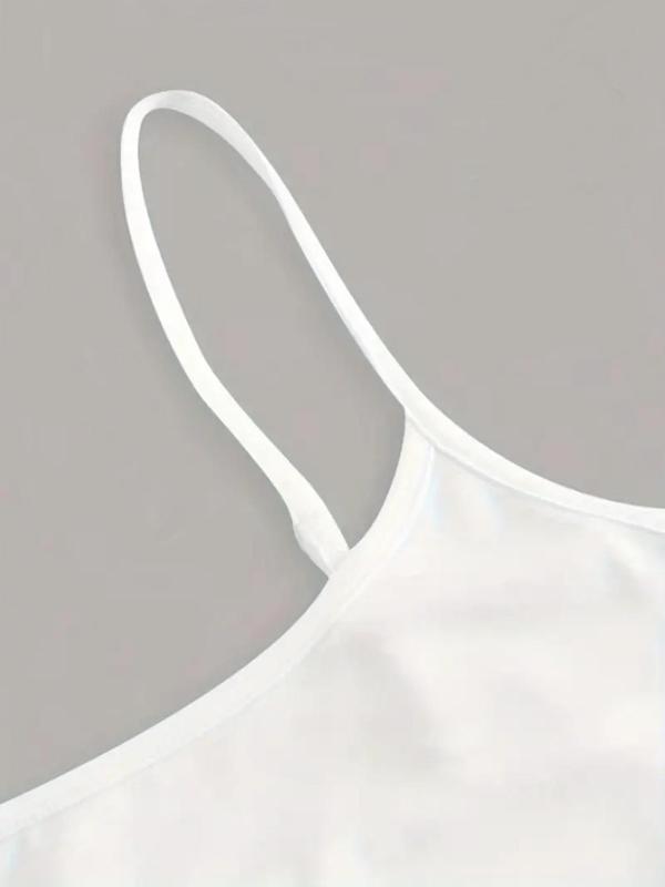 Womenswear Solid Cami Top, Girly Clothing, Casual Adjustable Spaghetti Strap Top for Daily Wear, Minimalist Ladies Clothes for All Seasons